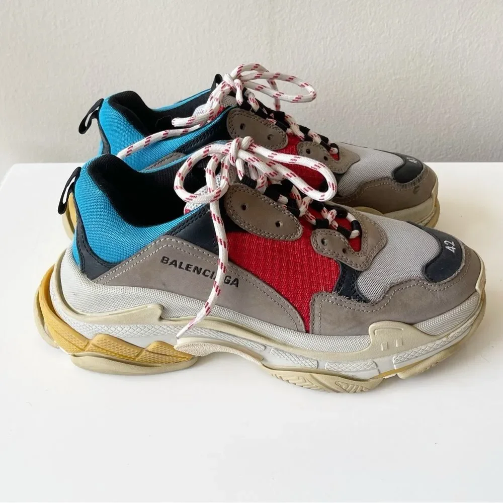 BALENCIAGA Triple S Sneaker 'Blue Red' Size 9